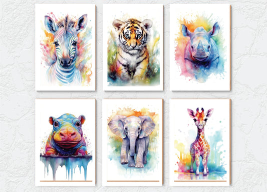 Colorful Animals Combo Canvas A3 Sizes (x6)